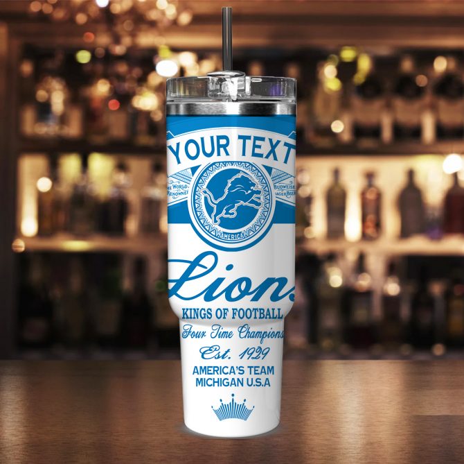 Customizable Lions Travel Mug - Personalized NFL Fan Gift - Image 2