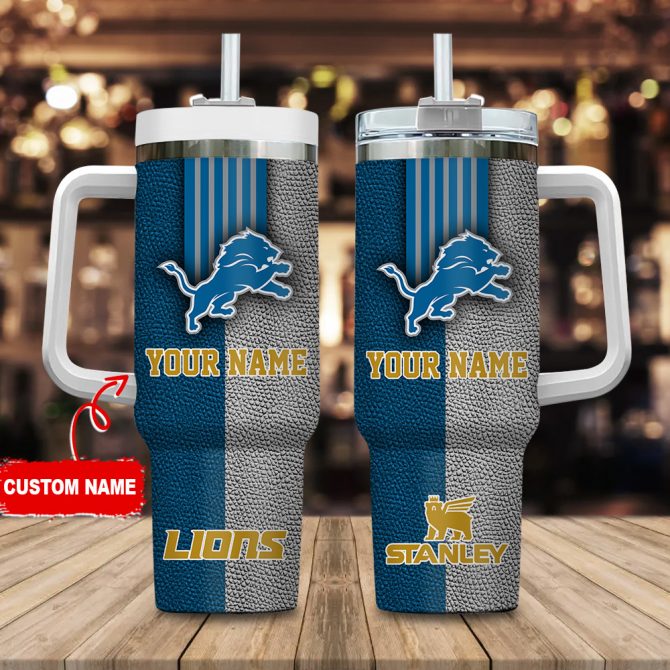 Customizable Lions Football Tumbler with Handle - Personalized Drinkware