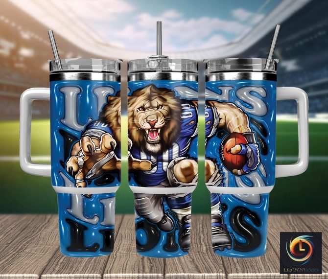Lion-Themed Insulated Tumbler with Handle and Straw - Perfect for Sports Fans