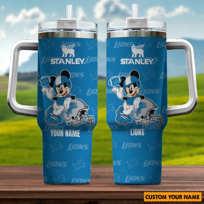 Customizable Mickey Mouse Football Tumbler with Handle - Personalize with Your Name