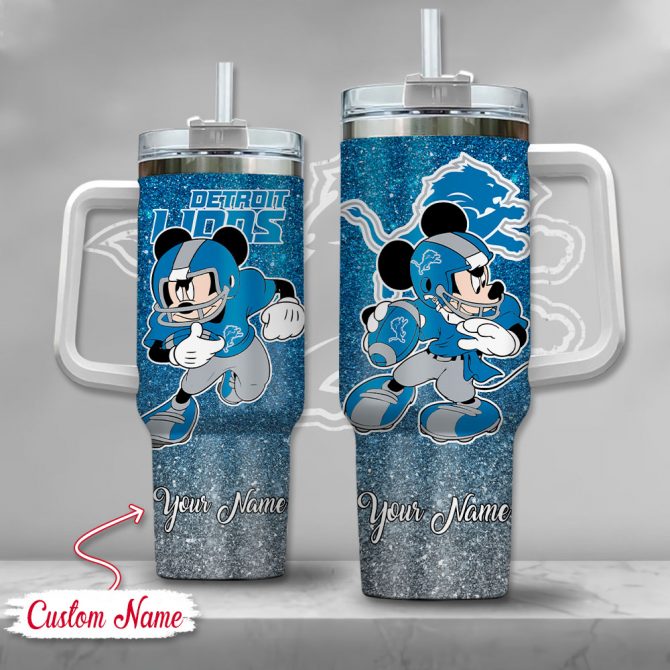 Personalized Cartoon Football Tumbler with Handle & Straw - Custom Name