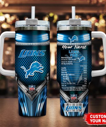 Personalized Lions Fan Mug with Handle - Custom Name, Perfect Gift for Football Lovers