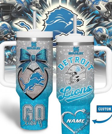 Detroit Lions NFL Sports Custom Stanley Quencher 40oz Stainless Steel Tumbler With Handle