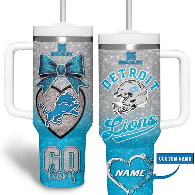 Detroit Lions NFL Sports Custom Stanley Quencher 40oz Stainless Steel Tumbler With Handle - Image 4