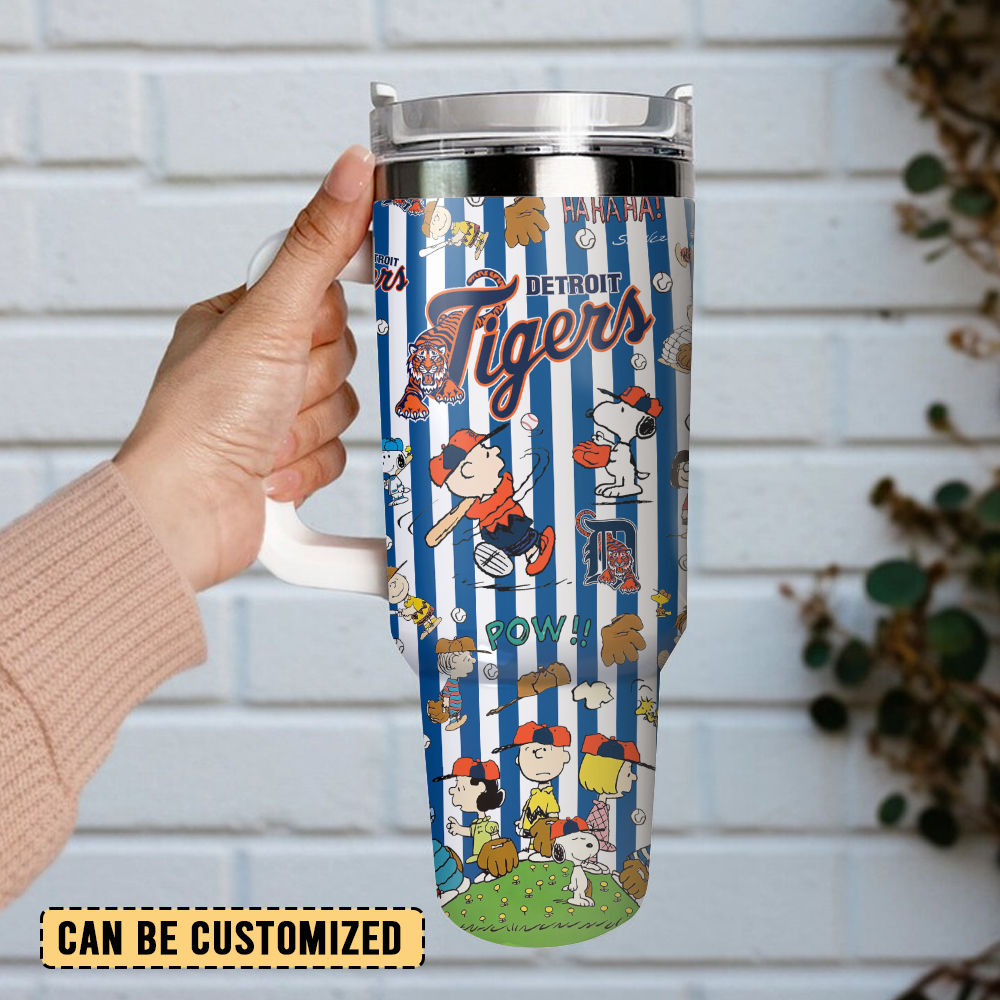 Detroit Tigers x Peanuts Custom Stanley Cup 40 oz 30 oz Tumbler With Handle - Image 4
