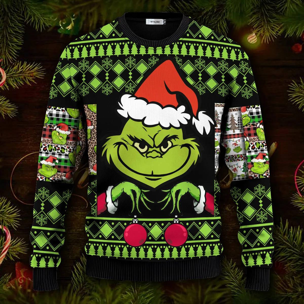 Merry Christmas Grinch Sweatshirt Ugly Christmas Sweater, Christmas Grinch Sweater