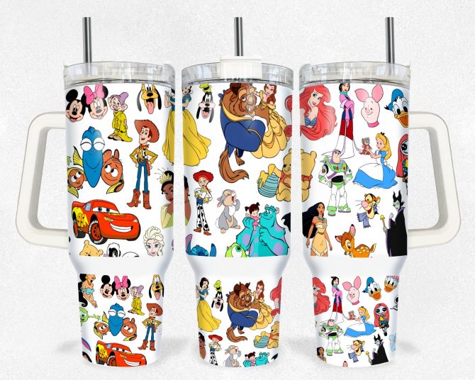 Magical Character Tumbler - 40oz Insulated Cup with Straw & Handle