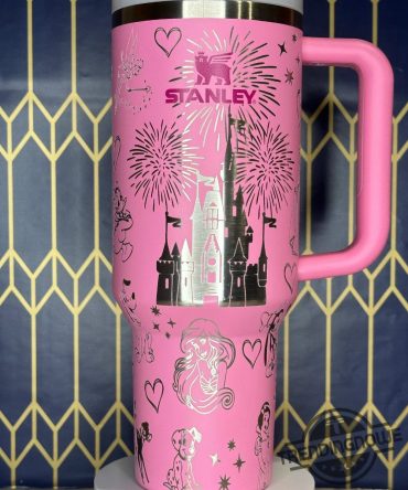 Enchanting Pink Travel Mug with Fairy Tale Castle & Characters - 40oz