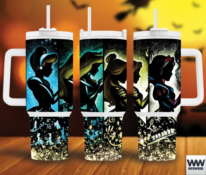 Magical Silhouette Princess Tumbler Set with Straw - Enchanting Design for Fantasy Lovers