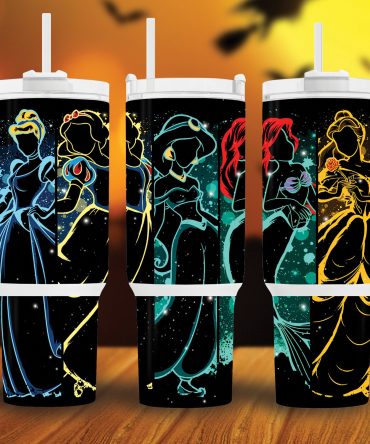 Enchanted Princess Silhouette Travel Mug - 16oz Insulated Tumbler with Lid & Straw