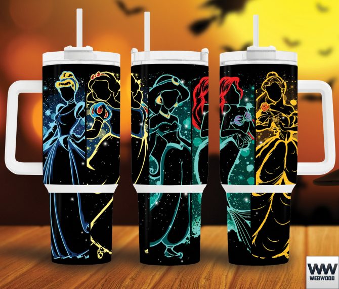 Enchanted Princess Silhouette Travel Mug - 16oz Insulated Tumbler with Lid & Straw