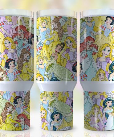 Enchanting Princess Tumbler Cup with Straw - Colorful, Durable, and Fun
