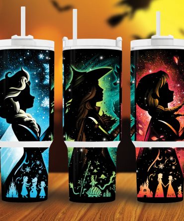 Enchanting Fairy Tale Tumbler Set - Magical Silhouette Design with Straw