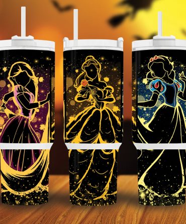 Enchanting Princess Silhouette Tumblers with Straws - Set of 3
