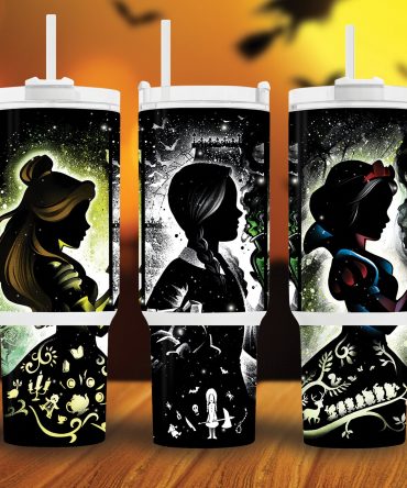 Enchanting Fairy Tale Princess Tumblers - Set of 3 Double-Walled Cups with Straws