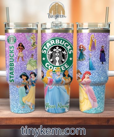 Personalized Princess Glitter Tumbler with Handle & Straw - Perfect Gift for Coffee Lovers