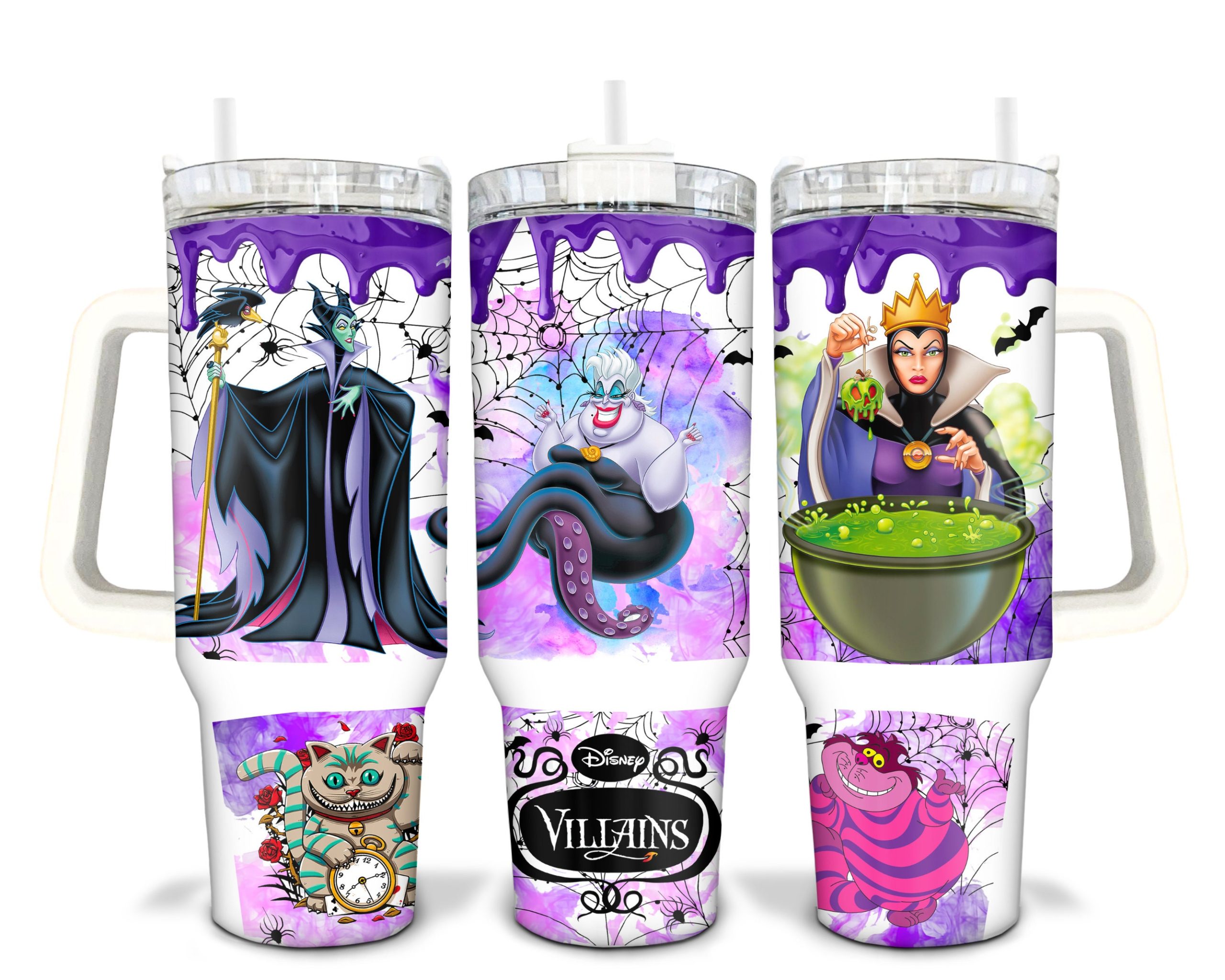 Disney Villains Tumbler Cup - Maleficent, Ursula & Evil Queen Design