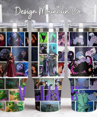 Magical Villains Collage Tumbler - 16oz Insulated Travel Mug with Straw
