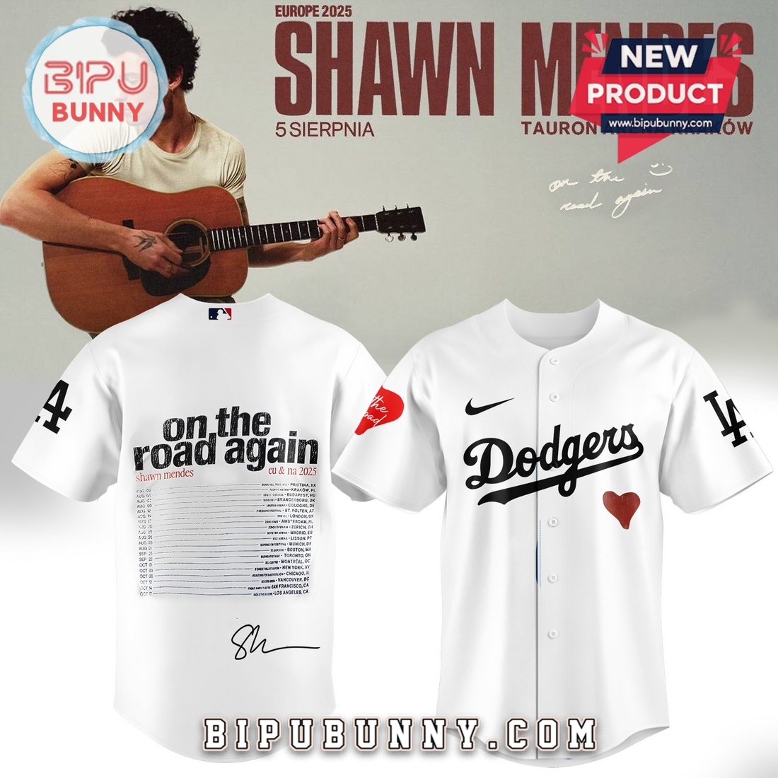 Dodgers x Shawn Mendes On The Road Again Baseball Jersey
