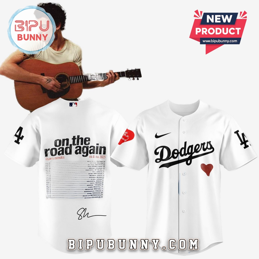 Dodgers x Shawn Mendes On The Road Again Baseball Jersey - Image 2