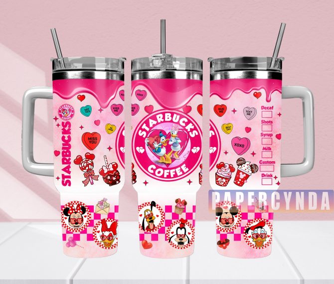 Cute Cartoon Love-Themed Travel Mug with Straw - Perfect Valentine's Gift