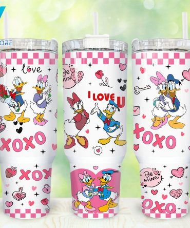 Adorable Cartoon Love Tumbler Cup with Handle - Perfect Valentine's Day Gift