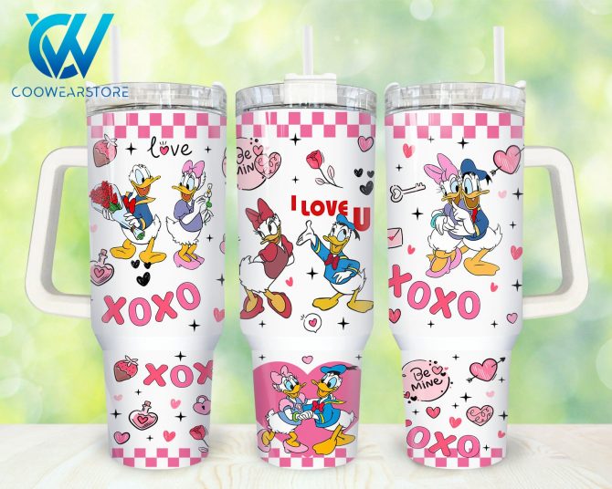 Adorable Cartoon Love Tumbler Cup with Handle - Perfect Valentine's Day Gift
