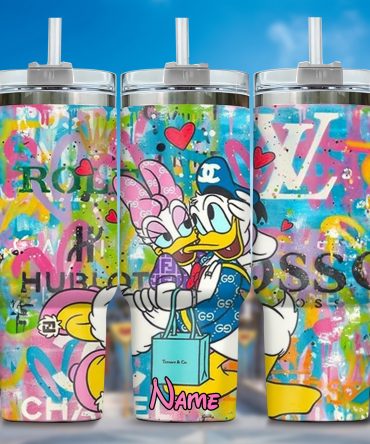 Colorful Cartoon Lovers Tumbler - Personalized Insulated Drinkware