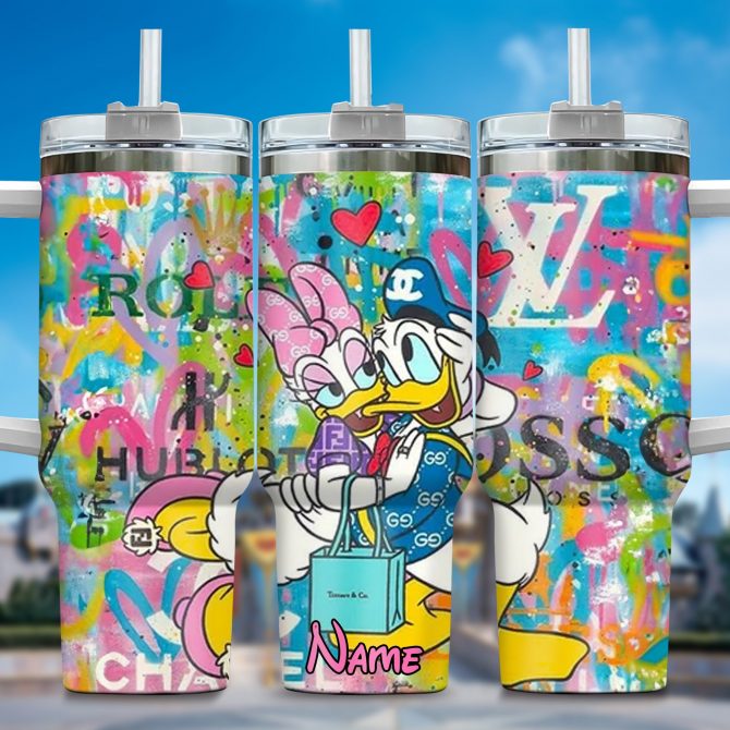 Colorful Cartoon Lovers Tumbler - Personalized Insulated Drinkware