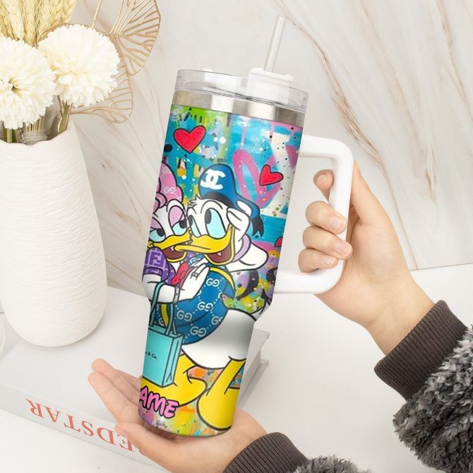 Colorful Cartoon Lovers Tumbler - Personalized Insulated Drinkware - Image 4