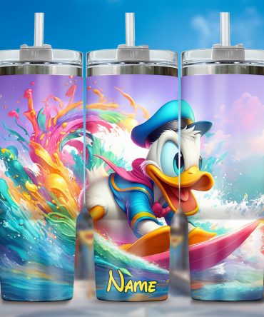 Personalized Surfing Duck Tumbler - Vibrant Colors & Fun Design