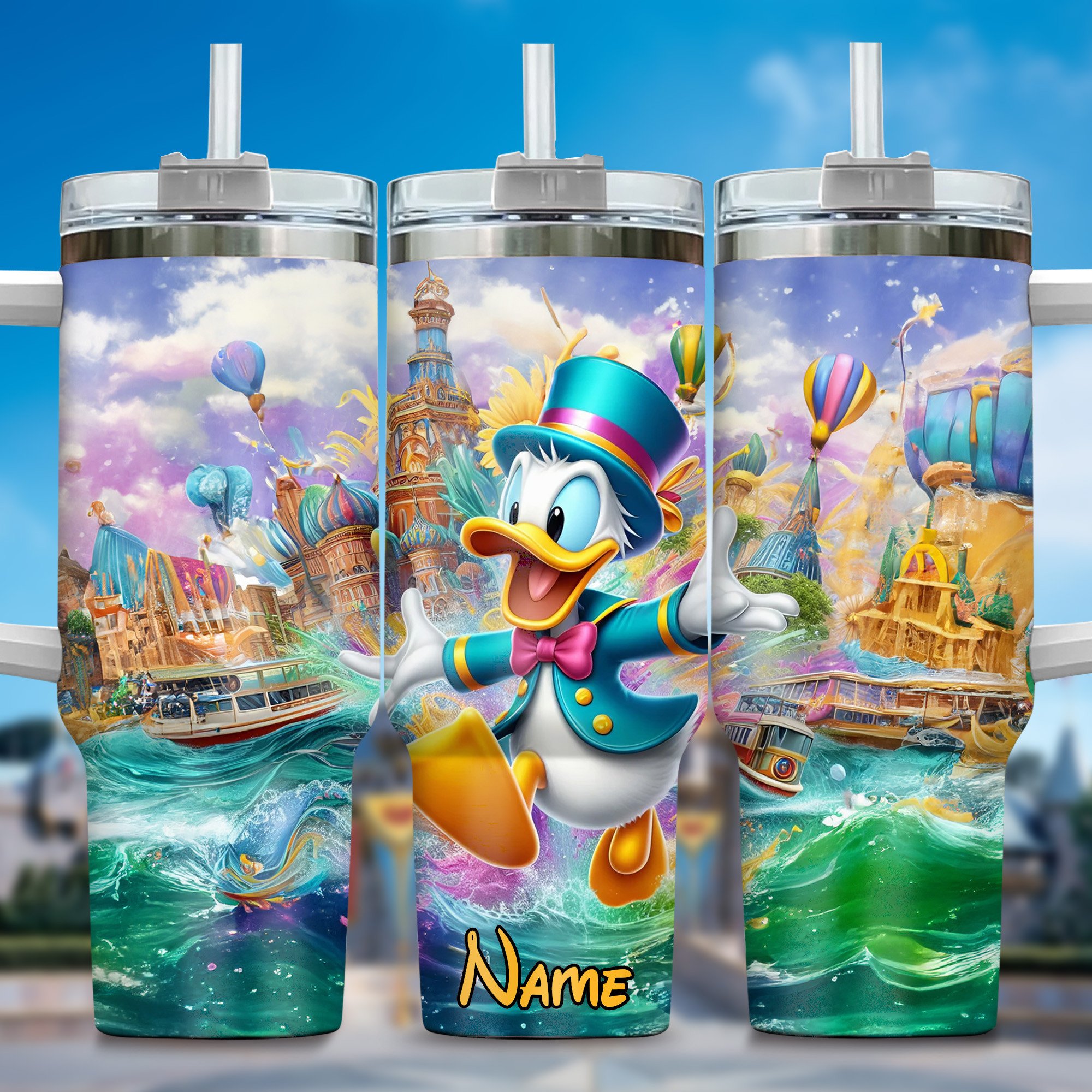Personalized Cartoon Adventure Tumbler with Straw – Vibrant Design for Kids & Adults