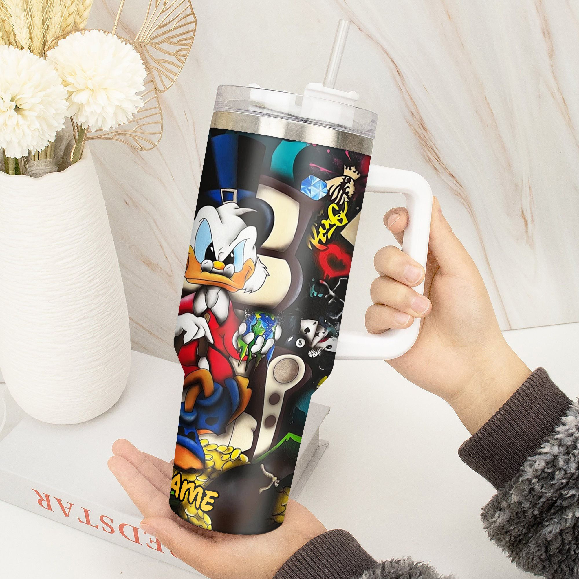 Custom Graffiti Art Tumbler with Straw - Personalized Name Design - Image 4