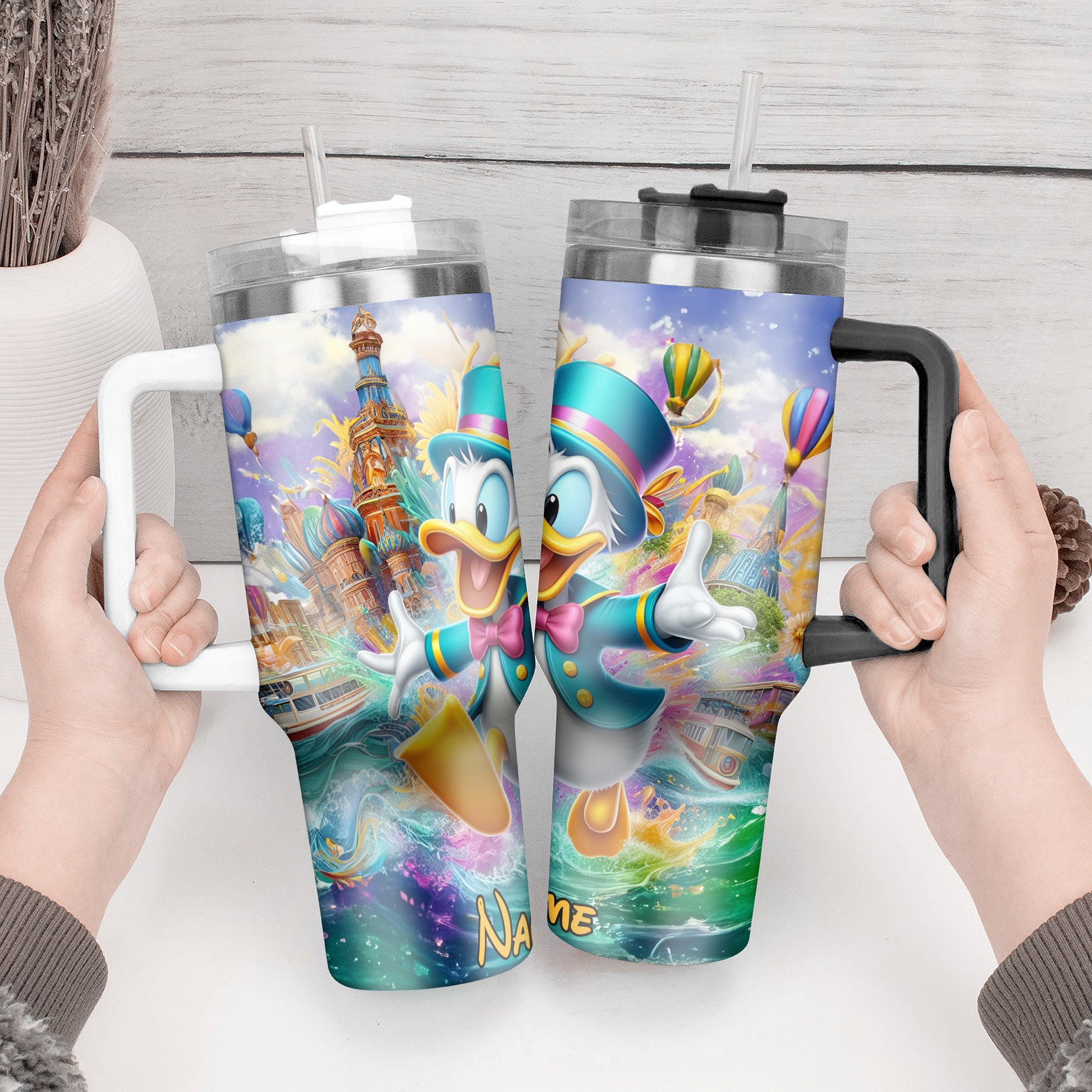 Personalized Cartoon Adventure Tumbler with Straw – Vibrant Design for Kids & Adults - Image 2