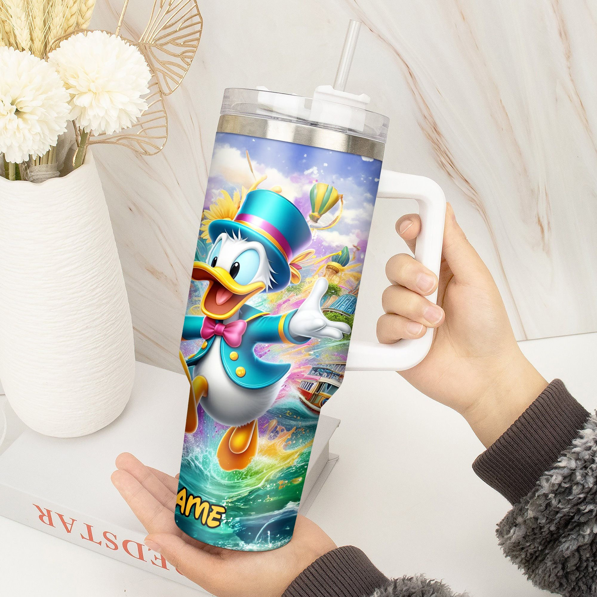 Personalized Cartoon Adventure Tumbler with Straw – Vibrant Design for Kids & Adults - Image 4