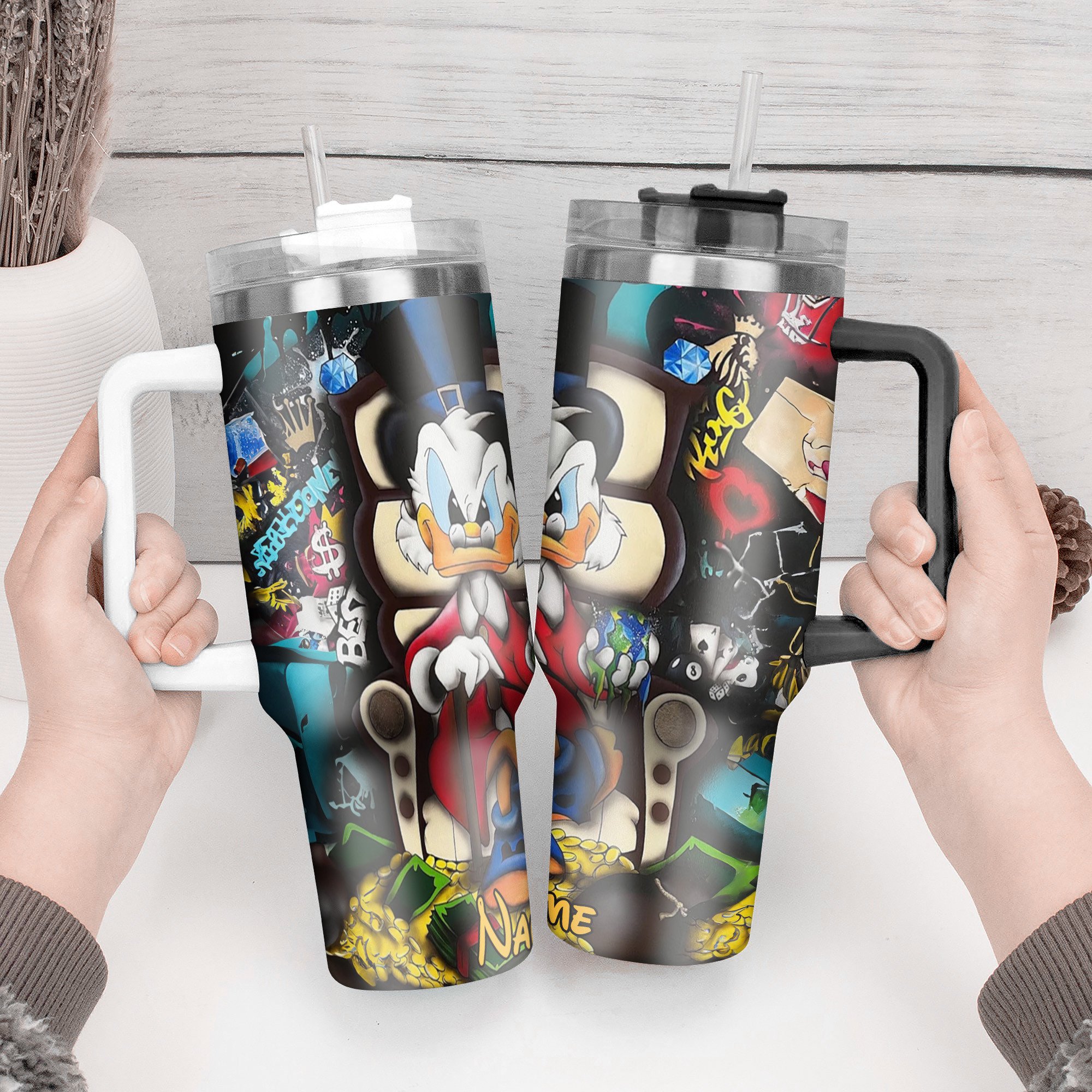 Custom Graffiti Art Tumbler with Straw - Personalized Name Design - Image 2