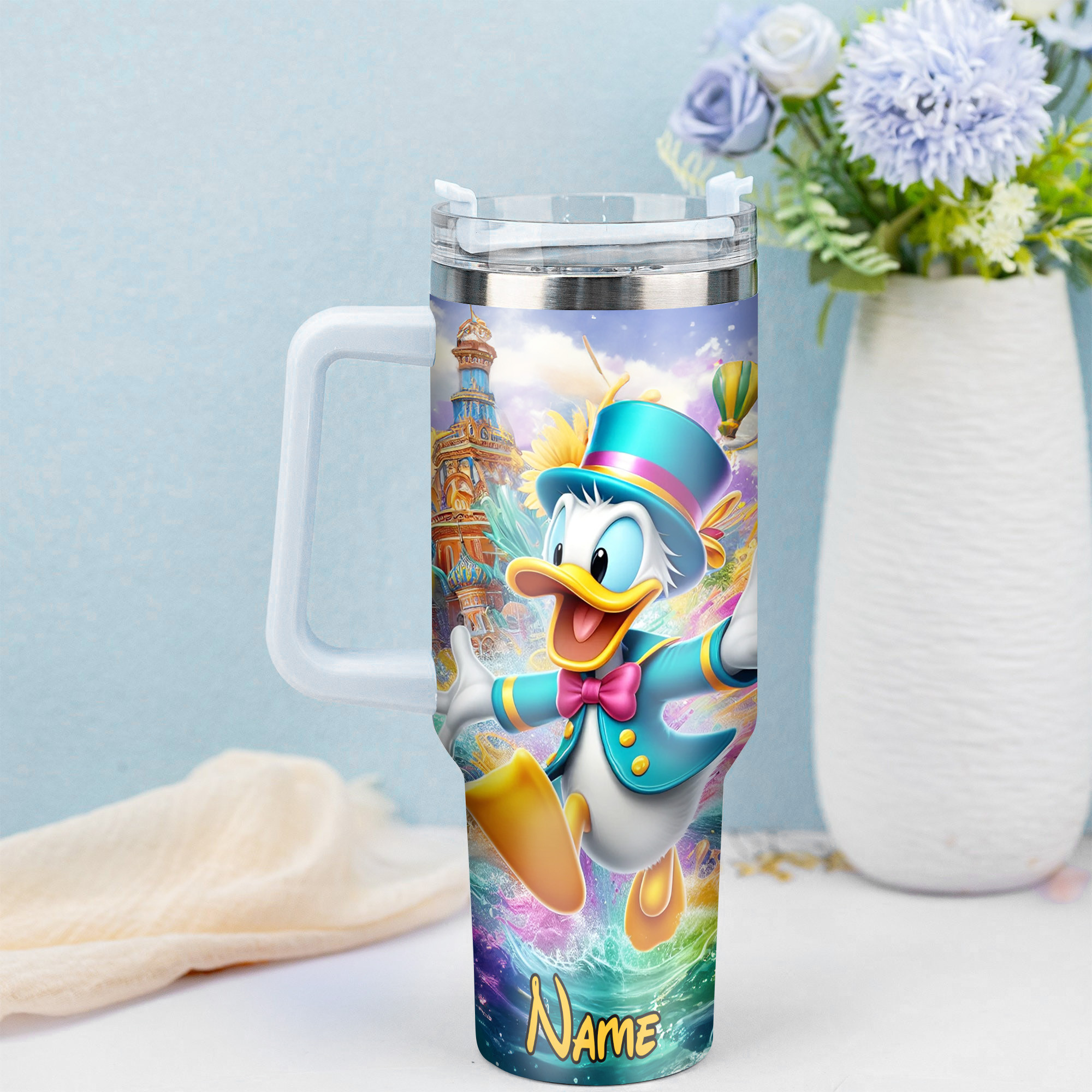 Personalized Cartoon Adventure Tumbler with Straw – Vibrant Design for Kids & Adults - Image 3