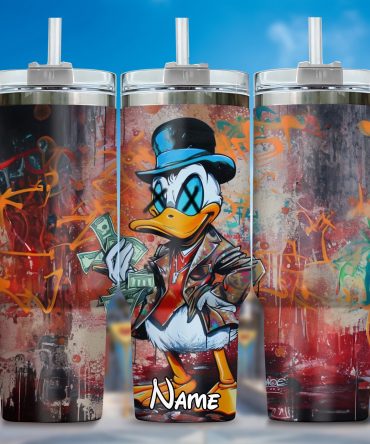 Vibrant Street Art Duck Tumbler - Personalized 40oz Insulated Drinkware