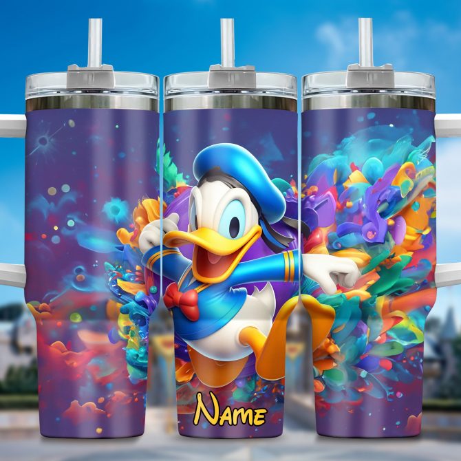 Vibrant Cartoon Character Tumbler with Personalized Name - Fun and Functional