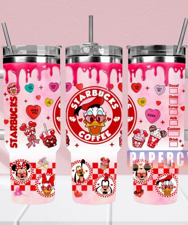 Cute Cartoon Valentine's Day Tumbler with Straw - Perfect Gift for Coffee Lovers