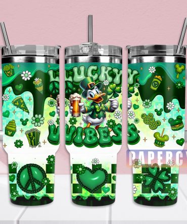 Lucky Vibes Tumbler - St. Patrick's Day Themed Insulated Cup with Straw