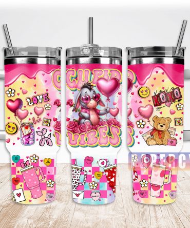 Cute Cupid Vibes Tumbler with Handle - Perfect Gift for Love & Friendship