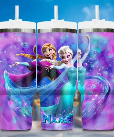 Personalized Frozen Tumbler with Straw - Custom Name Disney Princess Design
