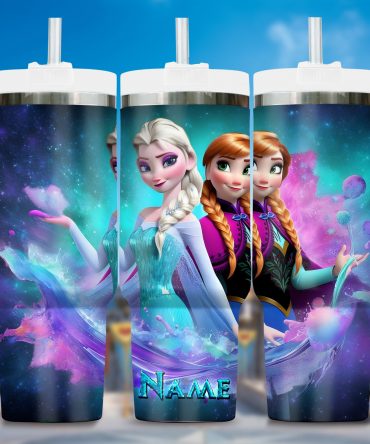 Personalized Frozen-Themed Tumbler with Straw - Custom Name Gift for Kids