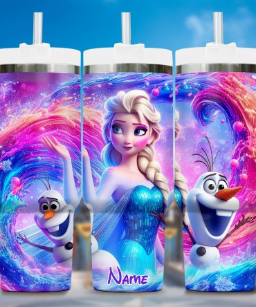 Personalized Frozen Character Tumbler with Straw - Vibrant Design