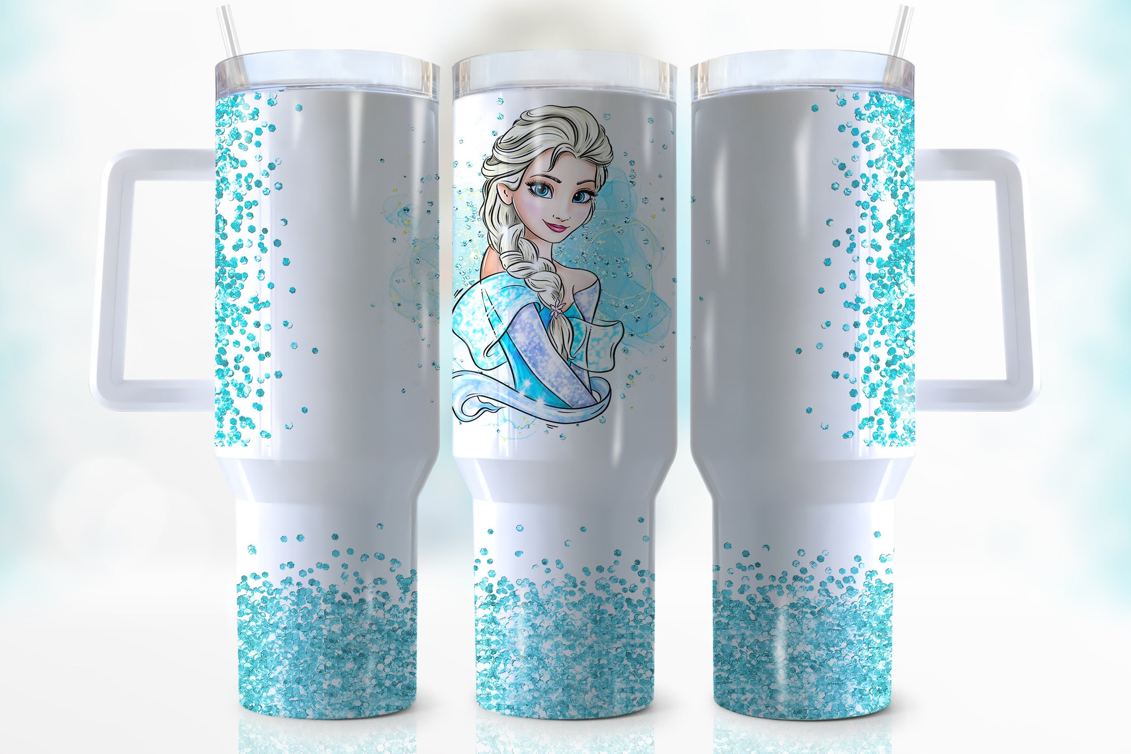 Enchanting Frozen Glitter Tumbler with Handle - Keep Drinks Icy Cold
