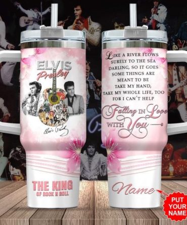 Elvis Presley Music Custom Stanley Quencher 40oz Stainless Steel Tumbler With Handle