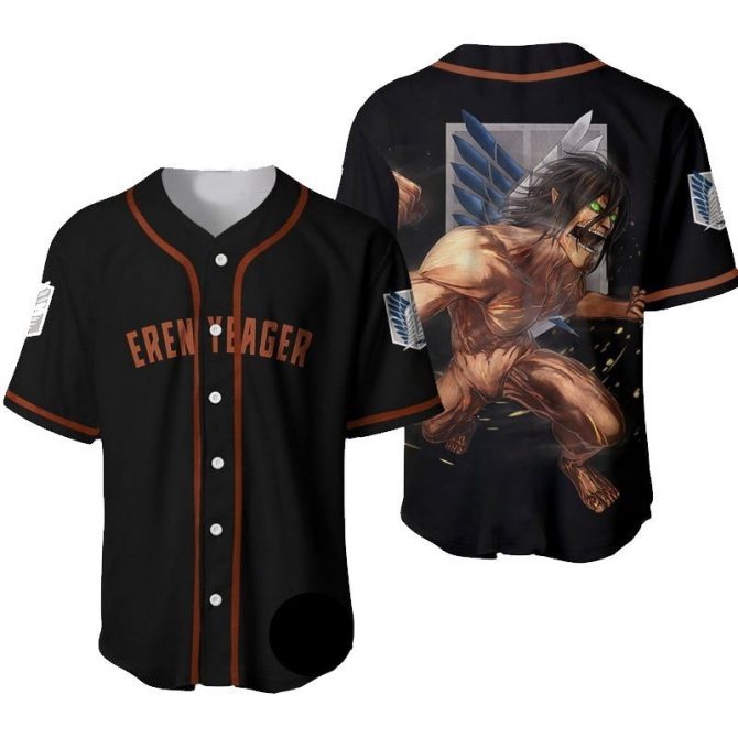 Anime Titan Baseball Jersey - Dynamic Eren Design, Premium Quality, Unisex