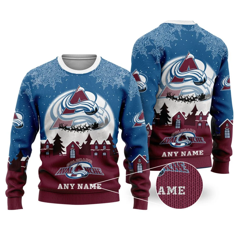 NHL Colorado Avalanche Personalized Name Christmas Ugly Sweater Design ST2306