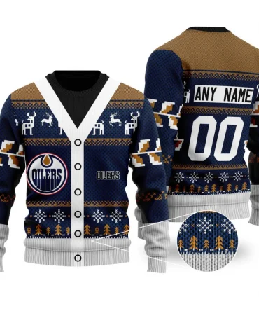 NHL Edmonton Oilers | Personalized Name &amp; Number Unisex Sweater For Christmas Season